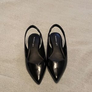 Steve Madden Devin Flat - Glossy Black Slingback Heels